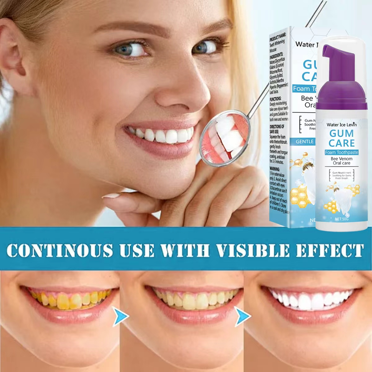 Dentifricio in schiuma per la  - Teeth Whitening Xylitol Gum recensione e prezzo